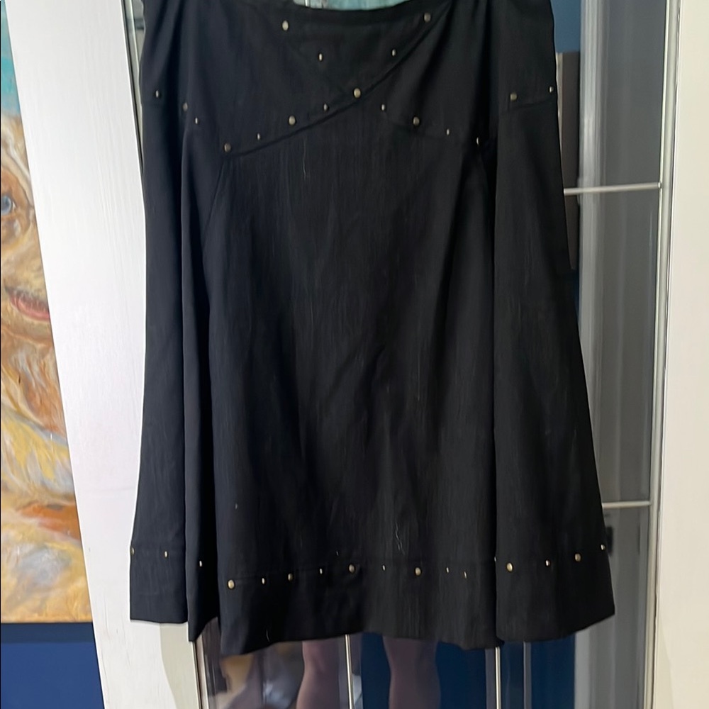 Saks Fifth Avenue Charcoal Grey Skater Skirt with Grommet Details